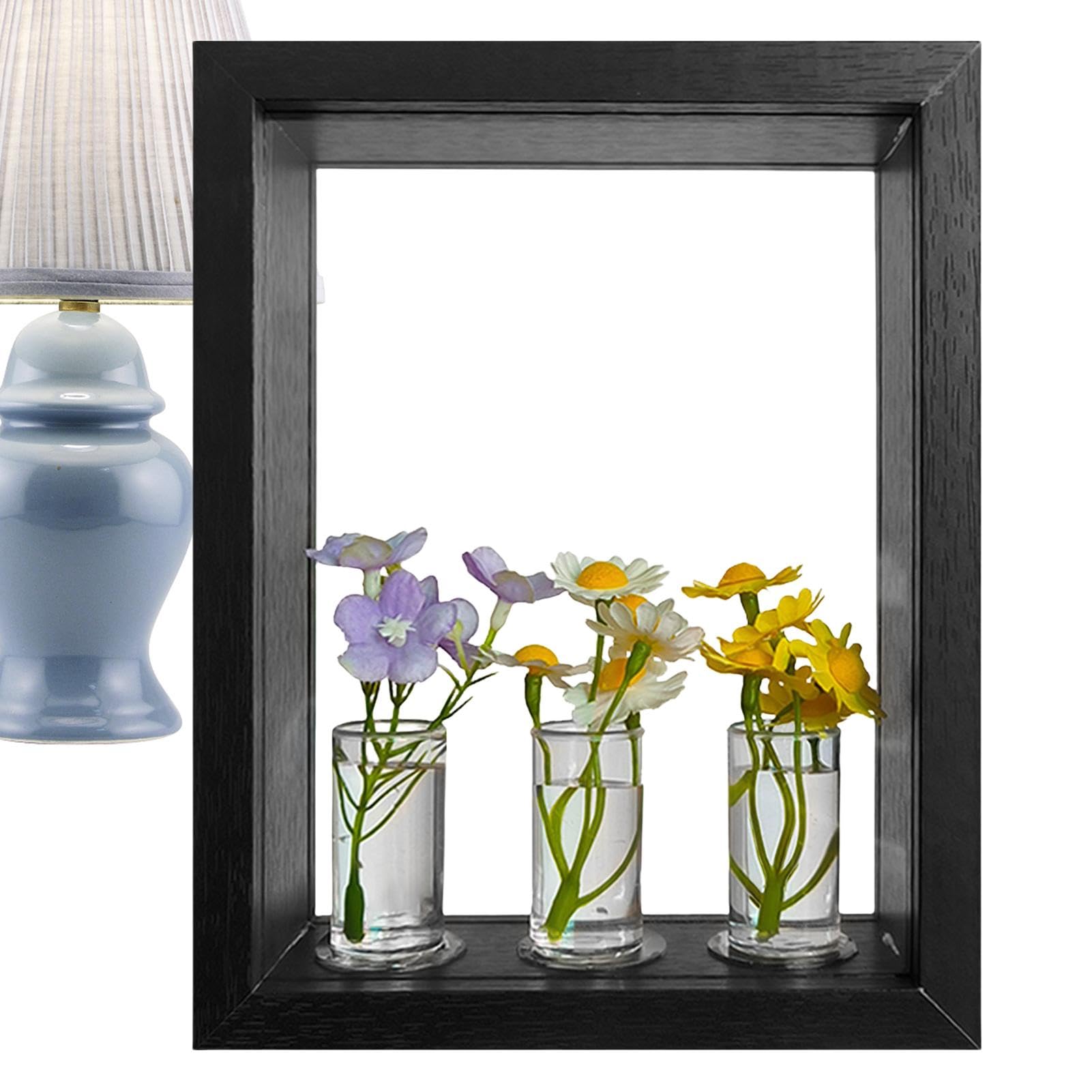 Wandvasen für Blumen Hydrokultur – Klare Terrarienvasen Set 3 Stück mit Retro-Holzständer für Tisch Desktop Blumenvermehrung & Fotorahmen Dekorativ und Modern